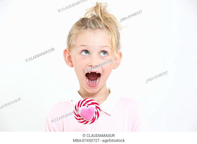 Girl with lollipop, portrait