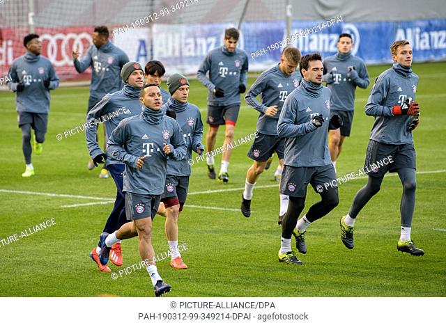 12 March 2019, Bavaria, München: Soccer: Champions League, FC Bayern - Liverpool, Training FC Bayern before the second leg of the round of 16 on Säbener Straße