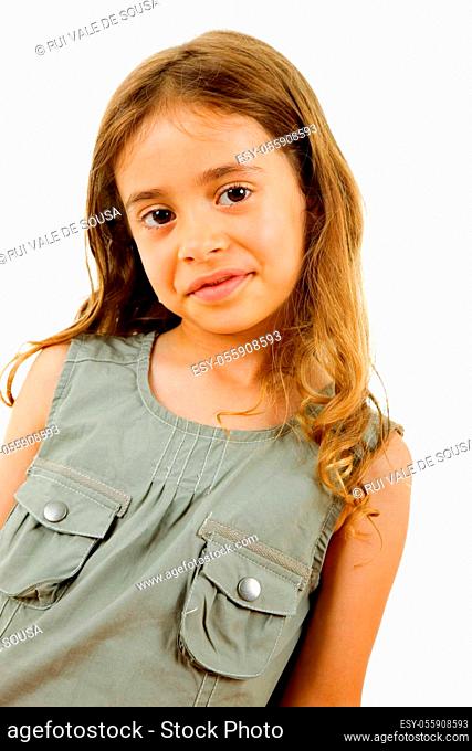 young happy girl smiling, isolated on white