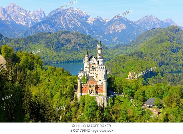Schloss Neuschwanstein Castle near Fuessen, Allgaeu, Bavaria, Germany, Europe