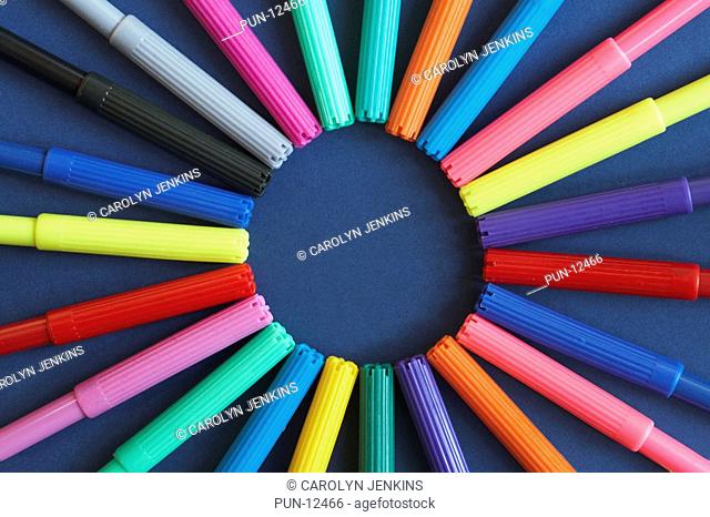Ring of coloured pens