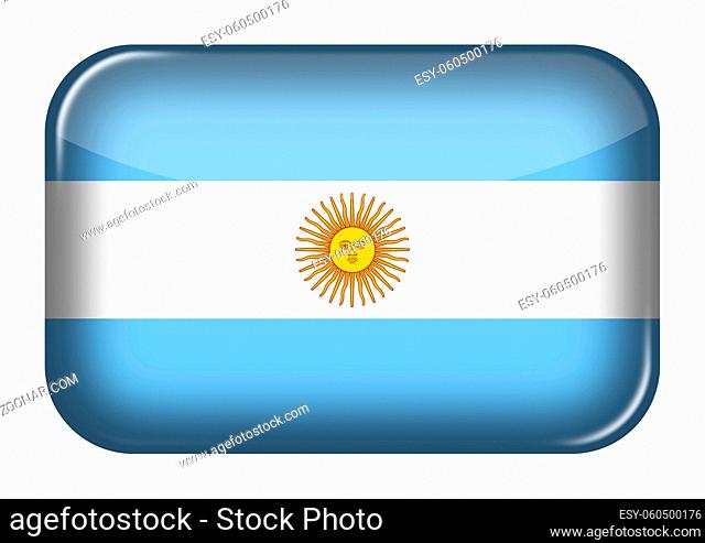 An Argentina web icon rectangle button with clipping path 3d illustration
