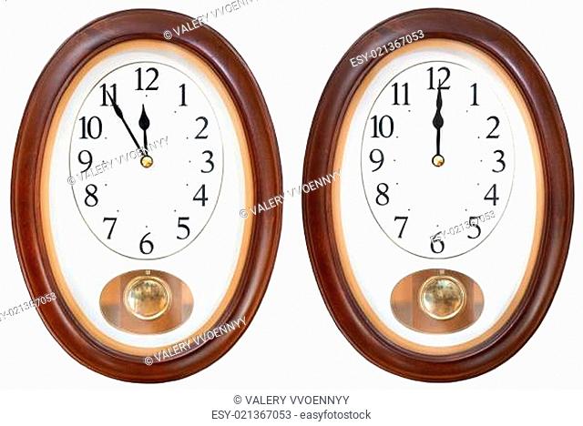 twelve o clock on oval dial clock