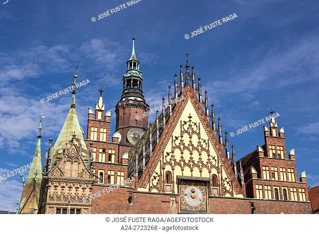 Poland, Wroclaw City, Market Square, Town Hall Bldg. Rynek,