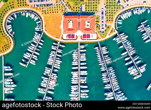 Yachting club and marina aerial view, Novigrad Istarski, Istria region of Croatia