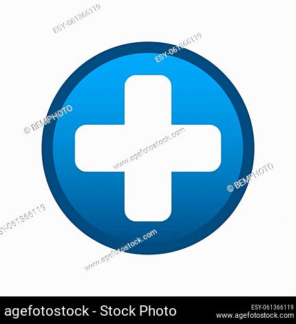 Medical cross round media icon on white background - Vector illustration