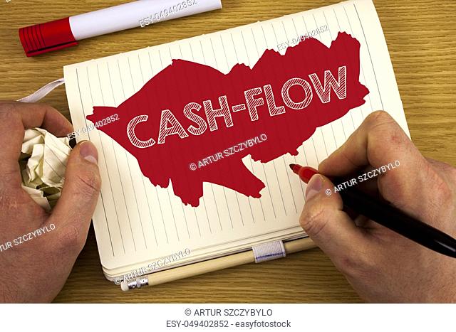 Word writing text Cash-Flow. Business concept for Virtual movement of money by company finance department statistics written by Man Notebook Book holding Marker...