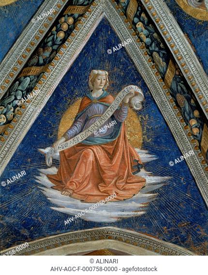 Wall painting by Domenico Ghirlandaio with one of the four Sibyls decorating the vault of the Sassetti Chapel in Santa Trinita in Florence (1483 - 1486)