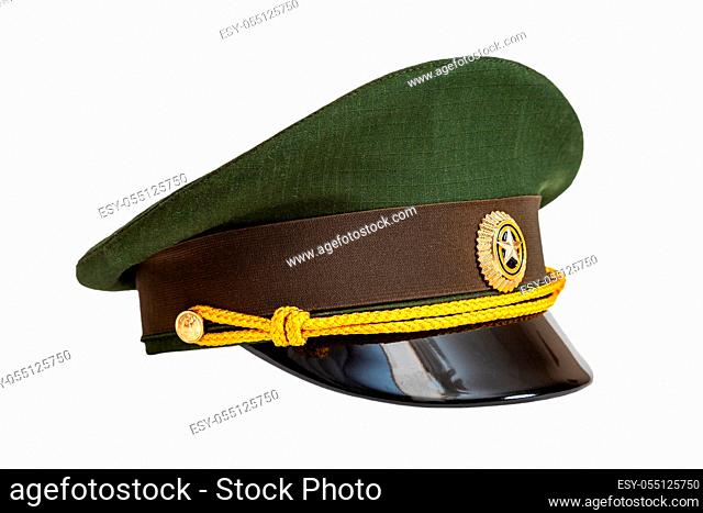 Uniform cap of Russian army officer isolated on white background