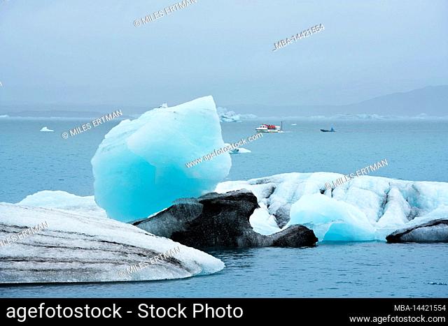 Icebergs Floating on Jokulsarlon Glacial Lagoon, Iceland