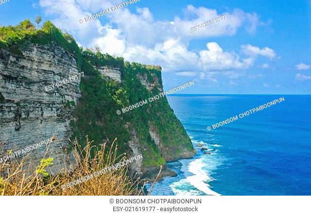 Uluwatu cliff bank in Bali, Indonesia