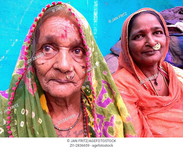 portrait of indian women at festival in junagadh, gujarat, india