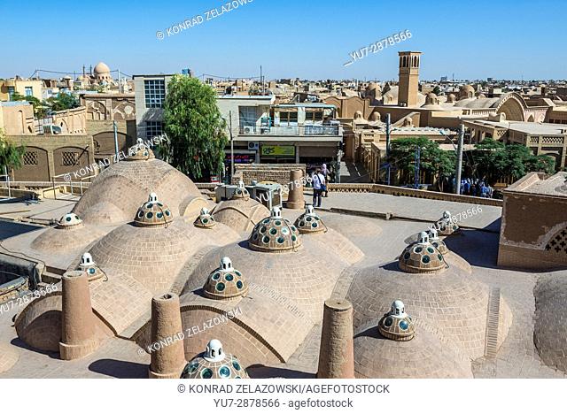 Small domes on the roof of Sultan Amir Ahmad Bathhouse (Qasemi Bathhouse) in Kashan city, capital of Kashan County of Iran