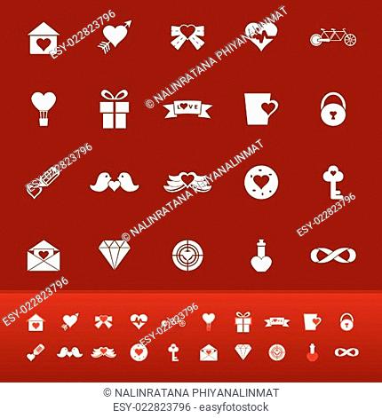 Love color icons on red background