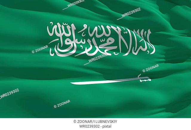 Fluttering flag of Saudi Arabia on the wind