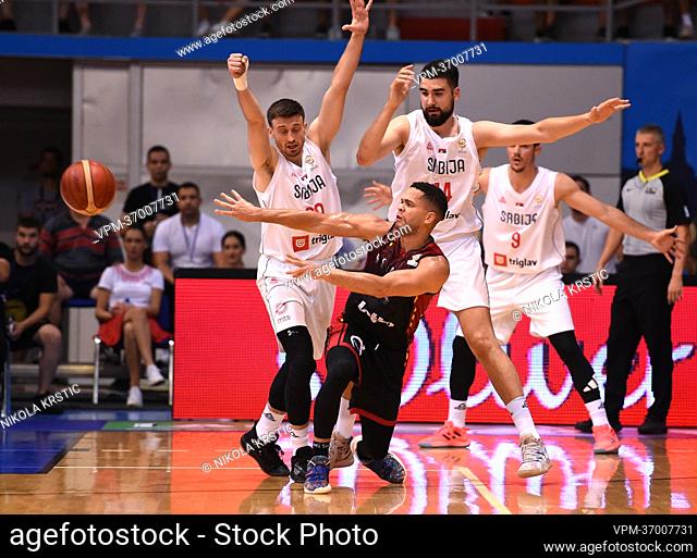 Belgium's Emmanuel Lecomte pictured in action during a basketball match between Serbia and Belgium's national team the Red Lions, Monday 04 July 2022 in Nis