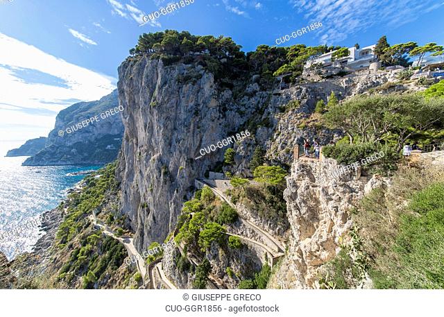 Via Krupp path, Capri island, Campania, Italy, Europe