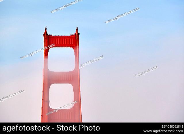 Golden Gate Bridge view at foggy morning, San Francisco, California, USA