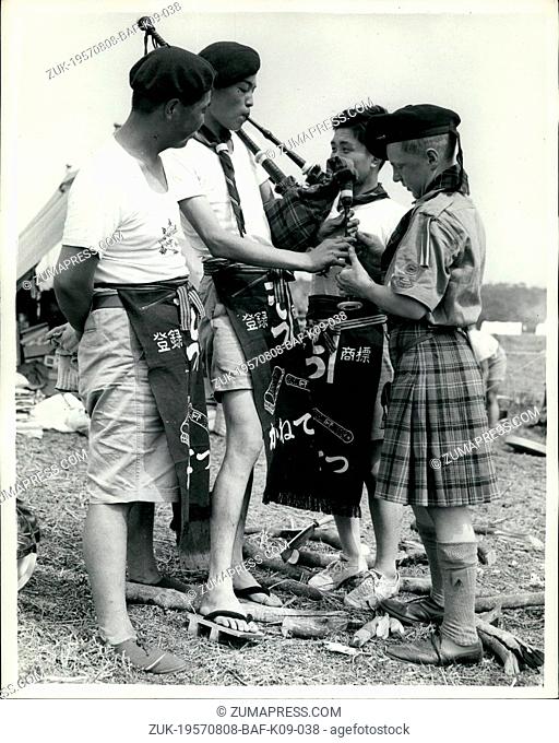 Aug. 08, 1957 - World Scout Jubliee Jamdoree at Sutton Park. Visitors from Japan. Preparation are going ahead for the opening this afternoon of the world Scout...