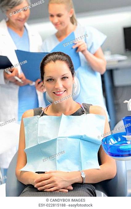 Businesswoman dentist nurse checkup dental clinic