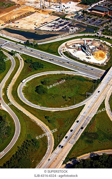 Aerial View of a Highway Interchange