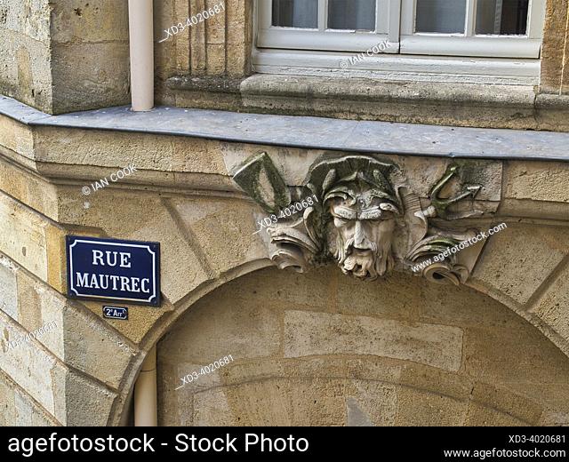 Rue Mautrec street sign, Bordeaux, Gironde Department, Nouvelle-Aquitaine, France