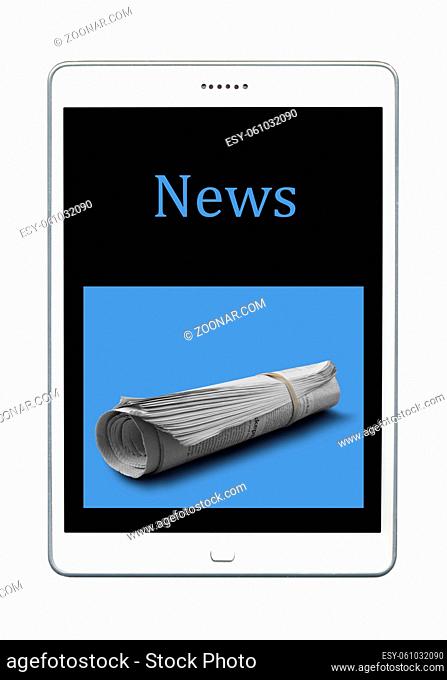 news on Tablet PC. Isolated on white