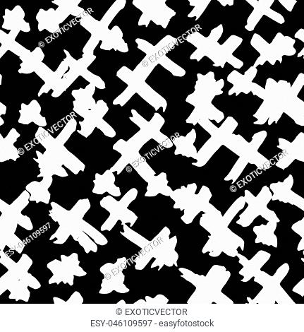 Cross pattern. Black white geometric seamless texture. Hipster fashion design print. Futuristic graphic repeating tile. Diamond background