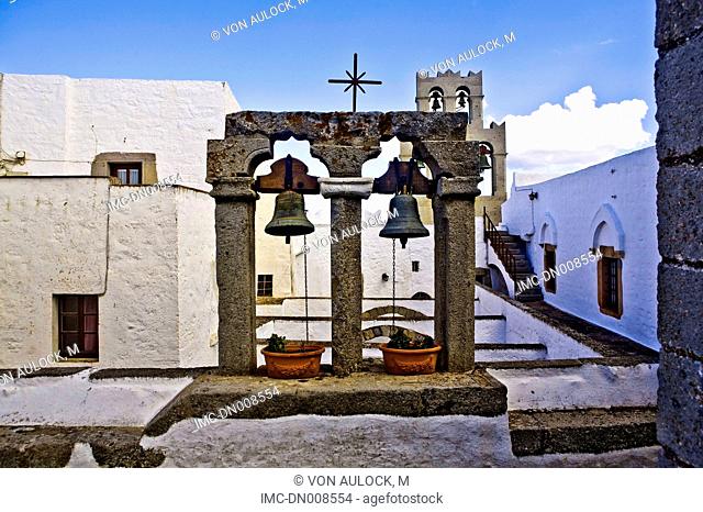 Greece, Dodecanese, Patmos, monastery of St John the theologian, bell tower