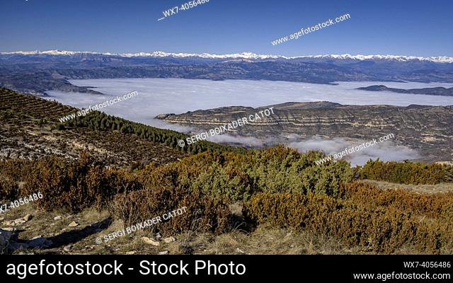 Tossal de Mirapallars views in Montsec. Panoramic towards Pallars JussÃ  and Conca de Tremp (Lleida province, Catalonia, Spain)