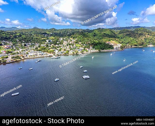North America, Caribbean, Greater Antilles, Hispaniola Island, Dominican Republic, Sama, aerial view of Sama Bay