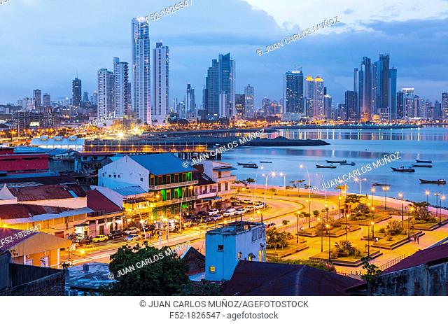 Skyline from Old Town, Panama City, Panama, Central America, America