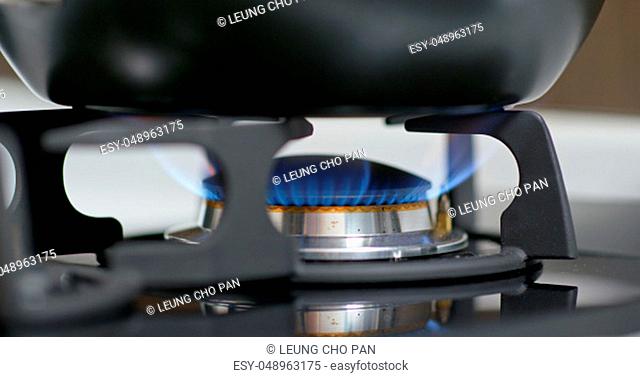 Gas cooking stove at home