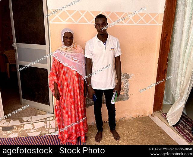 PRODUCTION - 21 July 2022, Senegal, Dakar: Abdoulaye Wade and his mother Marième Sow, photographed in their home on the outskirts of the city