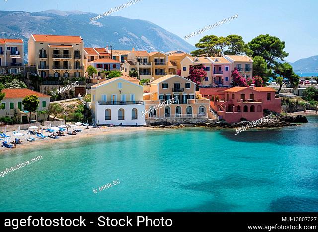 Assos town on Cephalonia Ionian island in Greece. Summer travel vacation