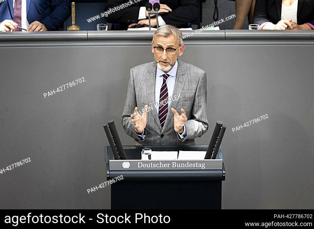 Interior Minister of the Free State of Saxony, Armin Schuster, speaks in the German Bundestag on the agenda item: Current hour: Germany pact to stop irregular...