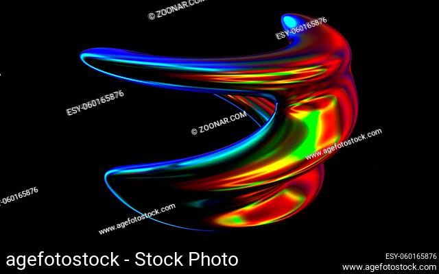 Bright spinning spiral in 3d render digital space. Graphic curved lines in illusory futuristic vortex. Twisted stripes in dynamic wavy dance