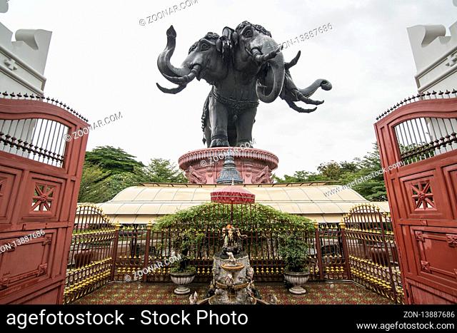 the big Elephants at the Erewan Museum at the province of Samut Prakan south of the city of Bangkok in Thailand in Southeastasia