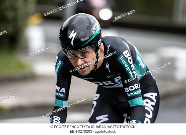 Emanuel Buchmann at Zumarraga, at the first stage of Itzulia, Basque Country Tour. Cycling Time Trial race