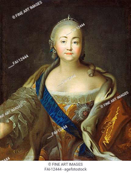 Portrait of Empress Elisabeth (1709-1762). Argunov, Ivan Petrovich (1729-1802). Oil on canvas. Russian Art of 18th cen. . 1750s-1760s
