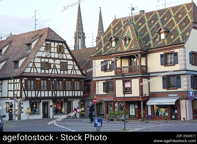 Medieval architecture in Obernai on May 14, 2016 in Alsace France