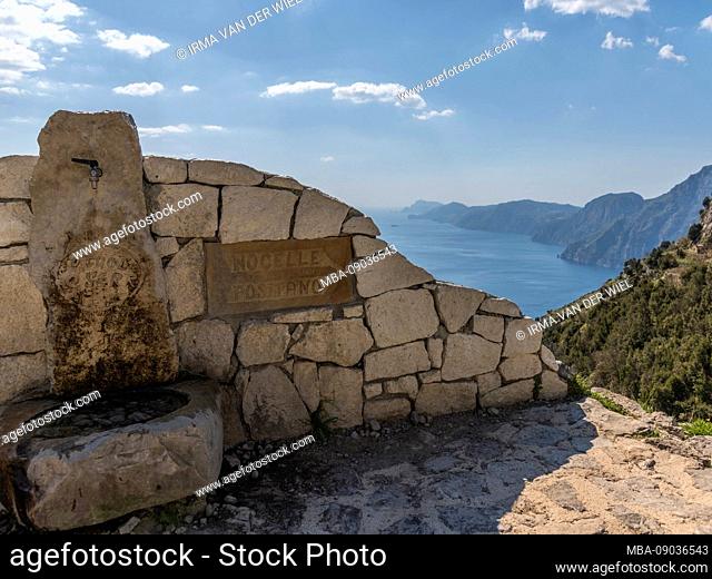 The Way of the Gods: Sentiero degli Dei. Incredibly beautiful hiking path high above the Amalfitana or Amalfi coast in Italy, from Agerola to Positano