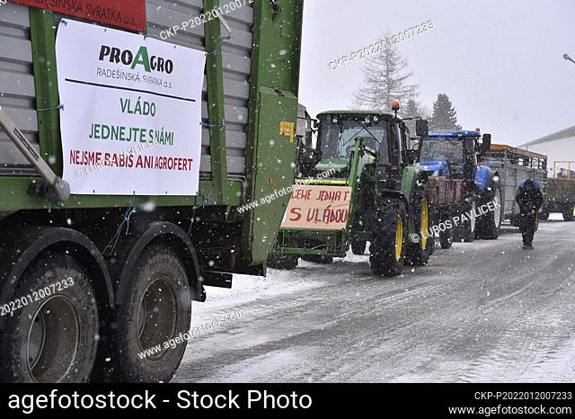 Farmers' protest against changes in setting of agricultural subsidies in Nove Mesto na Morave (Moravia), Czech Republic, January 20, 2022