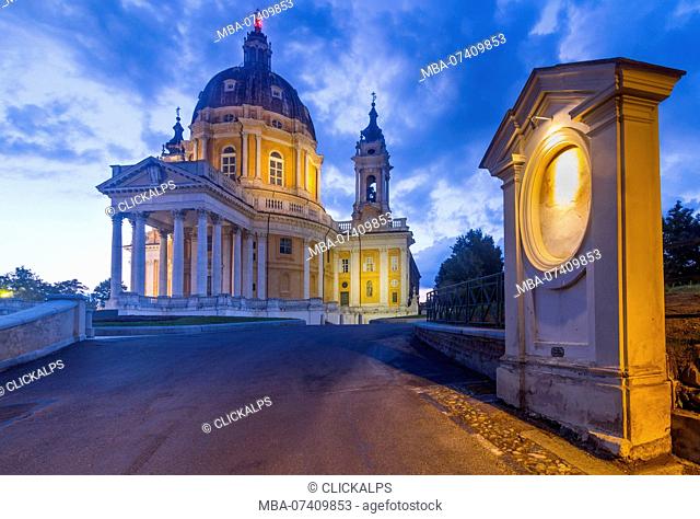 The Basilica of Superga at evening. This church is placed on a hill over the city of Turin
