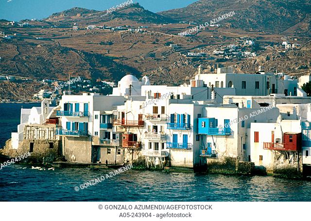 Alefkandra quarter in Mikonos. Cyclades Islands. Greece