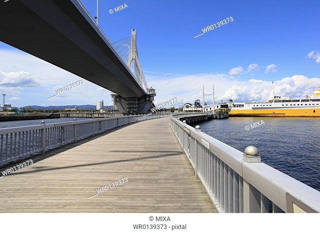 Aomori Bay Bridge and Aomori Loveridge, Aomori, Aomori, Japan