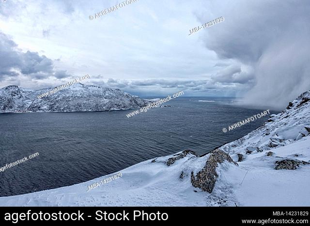 View from Brosmetinden to the fjord of the North Sea in Norway