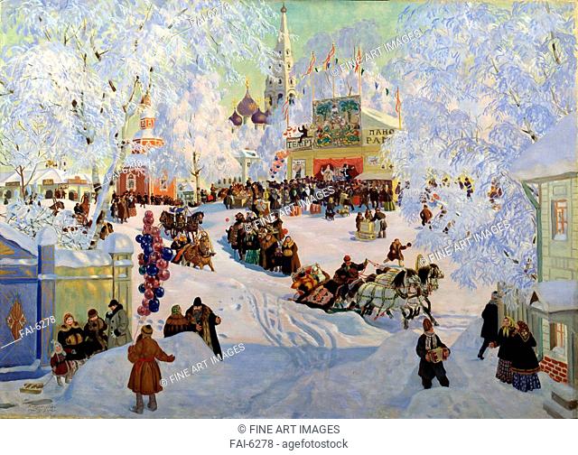 Shrovetide. Kustodiev, Boris Michaylovich (1878-1927). Oil on canvas. Russian Painting, End of 19th - Early 20th cen. . 1919