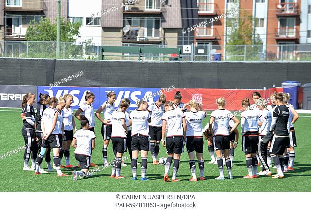 Germany's team members seen during a training session at the FIFA Women's World Cup 2015 at the Avenue Bois-de-Boulogne, Laval in Montreal, Canada, 24 June 2015