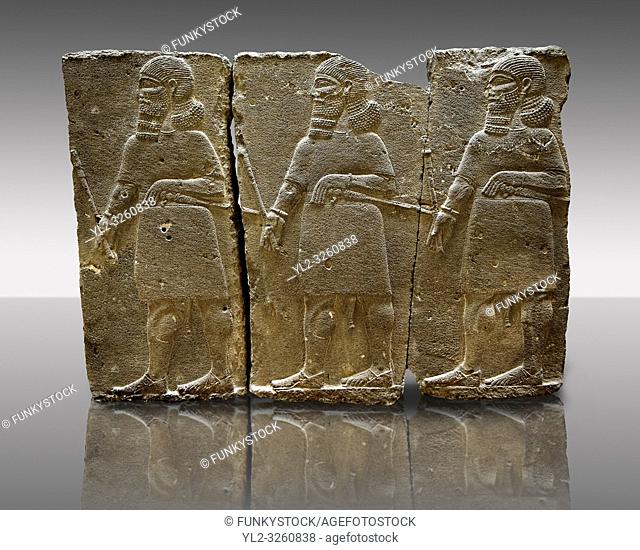 Sculpted Assyrian relief panels of mace bearers from Hadatu ( Aslantas ) around 800 B. C. Istanbul Archaeological museum Inv No. 14-10